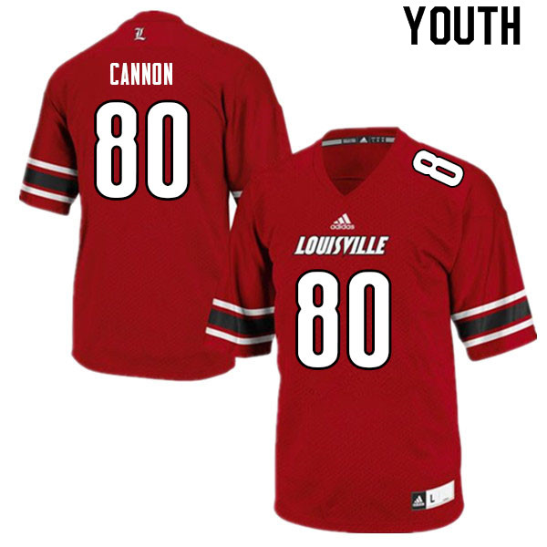 Youth #80 Demetrius Cannon Louisville Cardinals College Football Jerseys Sale-Red - Click Image to Close